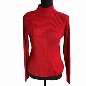Krystal Kobe Red Long Sleeve Turtleneck Top Sz S/P
